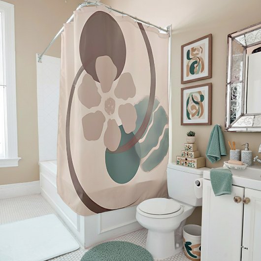 Abstrakt Yin Yang Blume minimalistische Kunst Duschvorhang