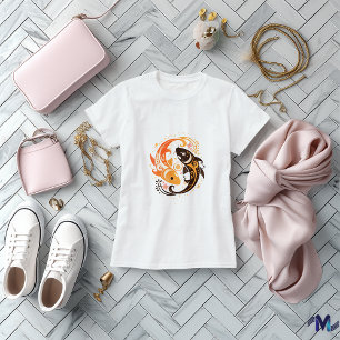 Abstrakt Yin Yang Koi Fish Art Design T-Shirt