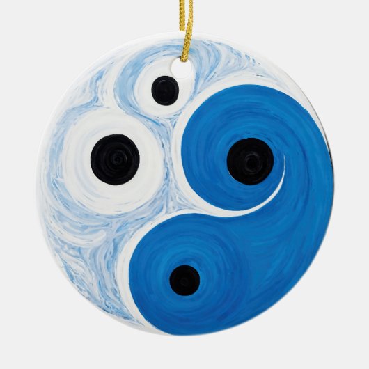 Abstrakt Yin Yang: Modernist Blue & White Keramik Ornament (Vorne)