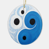 Abstrakt Yin Yang: Modernist Blue & White Keramik Ornament (Links)