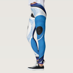 Abstrakt Yin Yang: Modernist Blue & White Leggings