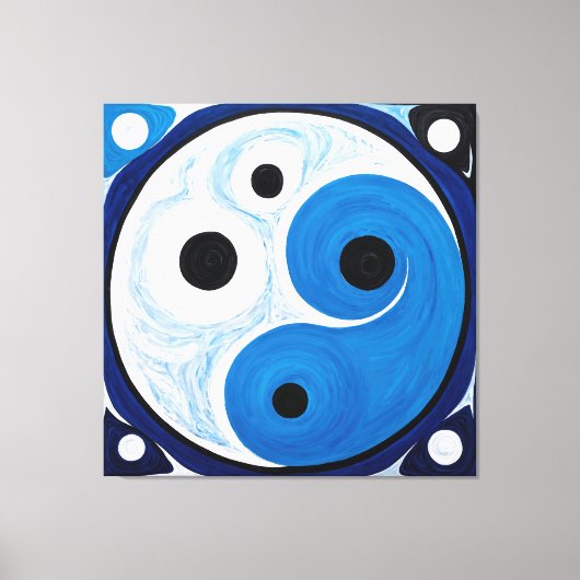 Abstrakt Yin Yang: Modernist Blue & White Leinwanddruck (Vorderseite)