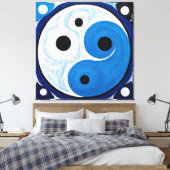 Abstrakt Yin Yang: Modernist Blue & White Leinwanddruck (Insitu (Schlafzimmer))