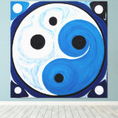 Abstrakt Yin Yang: Modernist Blue & White Leinwanddruck (Insitu (Holzboden))