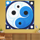 Abstrakt Yin Yang: Modernist Blue & White Leinwanddruck (Insitu (Wohnzimmer))