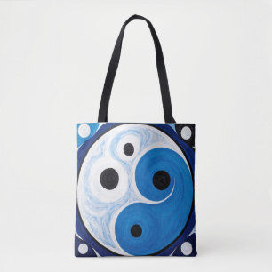 Abstrakt Yin Yang: Modernist Blue & White Tasche
