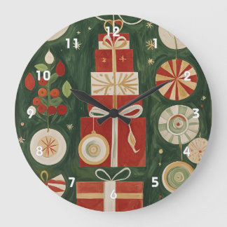 Abstrakt Yuletide Tapestry Große Wanduhr