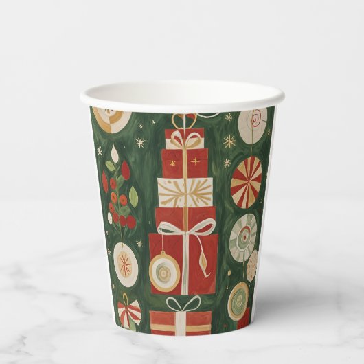 Abstrakt Yuletide Tapestry Pappbecher (Rückseite)