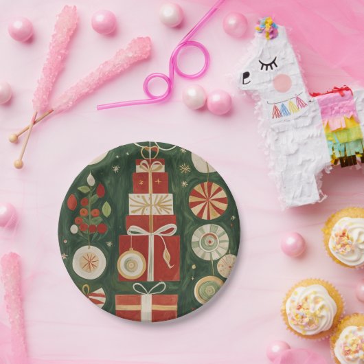 Abstrakt Yuletide Tapestry Pappteller (Party)