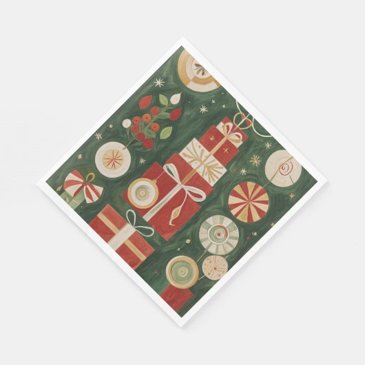 Abstrakt Yuletide Tapestry Serviette (Ecke)