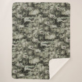 Abstrakt zeichnend gemeißeltes Mosaik in Grautönen Sherpadecke (Vorderseite)