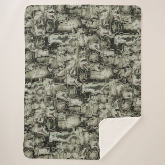 Abstrakt zeichnend gemeißeltes Mosaik in Grautönen Sherpadecke (Vorderseite)