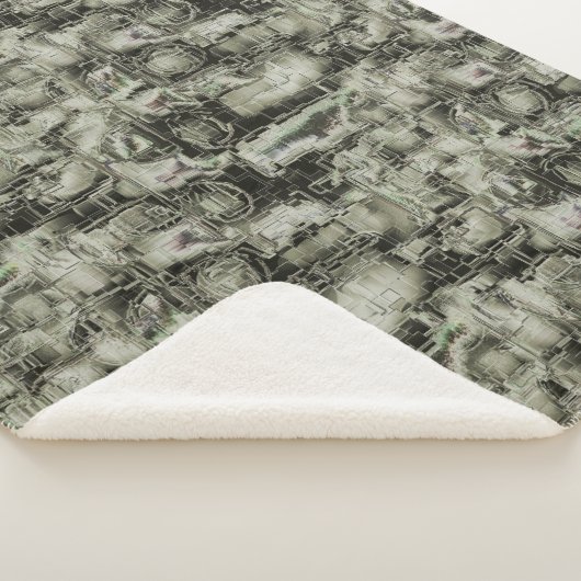 Abstrakt zeichnend gemeißeltes Mosaik in Grautönen Sherpadecke (3/4)