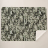 Abstrakt zeichnend gemeißeltes Mosaik in Grautönen Sherpadecke (Vorderseite (Horizontal))