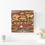 Abstrakt zeichnend mit Holzflecken, Farbschälung Quadratische Wanduhr (Zuhause)