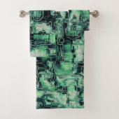 Abstrakt zeichnend Mosaik in Korallentönen Badhandtuch Set (Insitu)