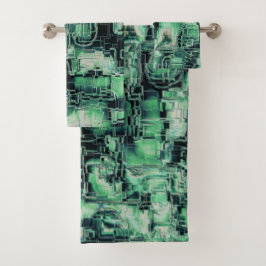 Abstrakt zeichnend Mosaik in Korallentönen Badhandtuch Set