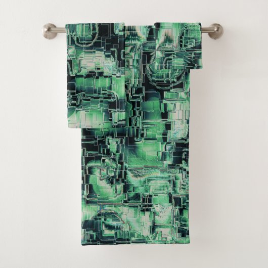 Abstrakt zeichnend Mosaik in Korallentönen Badhandtuch Set (Insitu)