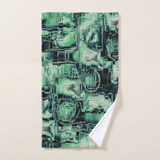 Abstrakt zeichnend Mosaik in Korallentönen Badhandtuch Set (Handtuch)