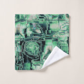 Abstrakt zeichnend Mosaik in Korallentönen Badhandtuch Set (Waschlappen)