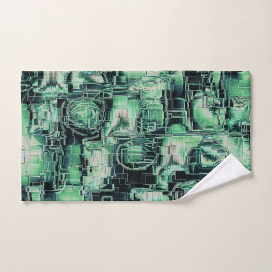 Abstrakt zeichnend Mosaik in Korallentönen Badhandtuch Set (Handtuch)