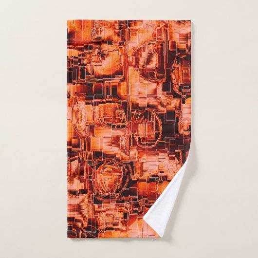 Abstrakt zeichnend Mosaik in Korallentönen Badhandtuch Set (Handtuch)