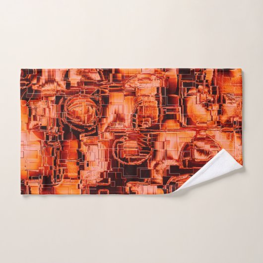 Abstrakt zeichnend Mosaik in Korallentönen Badhandtuch Set (Handtuch)