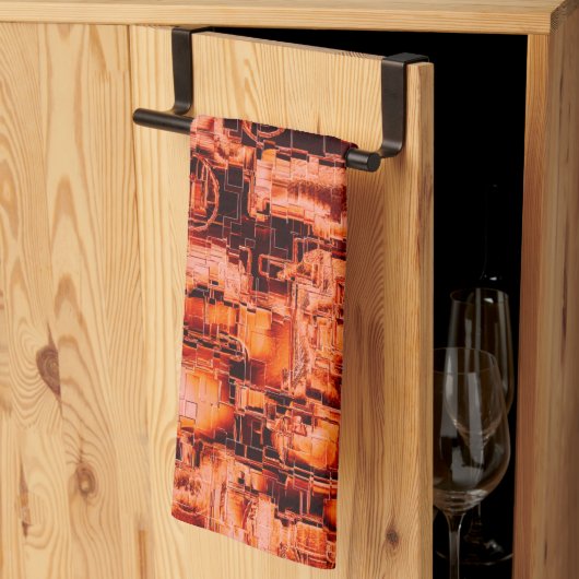 Abstrakt zeichnend Mosaik in Korallentönen Geschirrtuch (Drittel gefaltet)