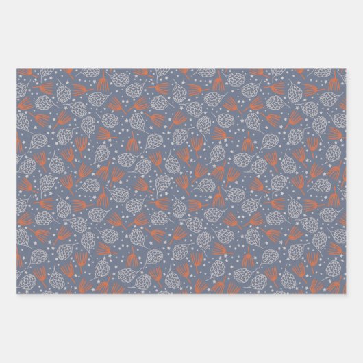 Abstrakt Zeichnend Pine Cones Pine Booughs Geschenkpapier Set (Vorderseite)