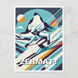 Abstrakt Zermatt Schweiz Skifahren Postkarte