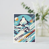 Abstrakt Zermatt Schweiz Skifahren Postkarte (Stehend Vorderseite)
