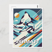 Abstrakt Zermatt Schweiz Skifahren Postkarte (Vorne/Hinten)