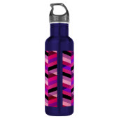 Abstrakt Zickzack/Herringbone | Purpur und Violett Edelstahlflasche (Rückseite)