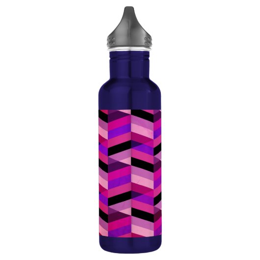 Abstrakt Zickzack/Herringbone | Purpur und Violett Edelstahlflasche (Links)