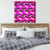 Abstrakt Zickzack/Herringbone | Purpur und Violett Leinwanddruck (Insitu (Schlafzimmer))