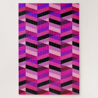 Abstrakt Zickzack/Herringbone | Purpur und Violett Puzzle