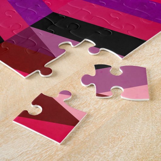 Abstrakt Zickzack/Herringbone | Purpur und Violett Puzzle (Seite)