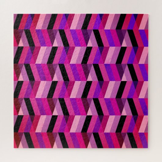 Abstrakt Zickzack/Herringbone | Purpur und Violett Puzzle (Horizontal)