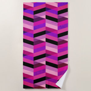 Abstrakt Zickzack/Herringbone Purpur und Violett Strandtuch