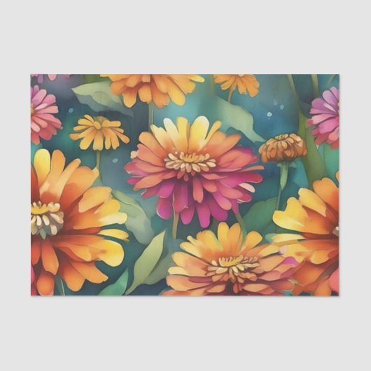 Abstrakt Zinnia Farbenfrohe Blumenpracht Seidenpapier (Vorderseite)