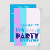 Abstrakte 14. Geburtstagsparty Einladung (Vorne/Hinten)