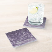 Abstrakte 1: Ultra Violet Shimmer Glasuntersetzer (Schrägansicht)