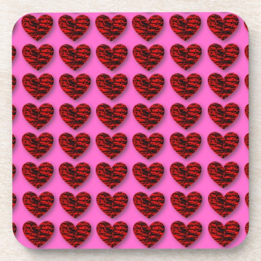 Abstrakte 3D Crackle Hearts Getränkeuntersetzer (Vorderseite)