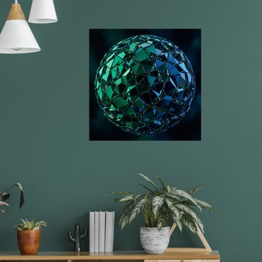 Abstrakte 3D-facettierte Mosaikkugel Poster (Wohnzimmer 1)
