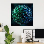 Abstrakte 3D-facettierte Mosaikkugel Poster (Heimbüro)