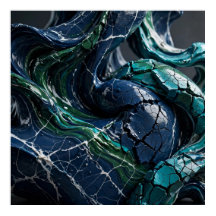 Abstrakte 3D-Fluid-Marmor-Skulptur mit weißen Riss