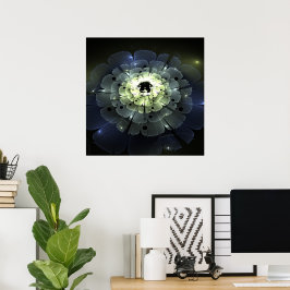 Abstrakte 3D-Fraktal-Blume Poster
