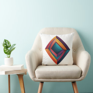 Abstrakte 3D-Geometrie-Diamant-Gradient-Kunst Kissen