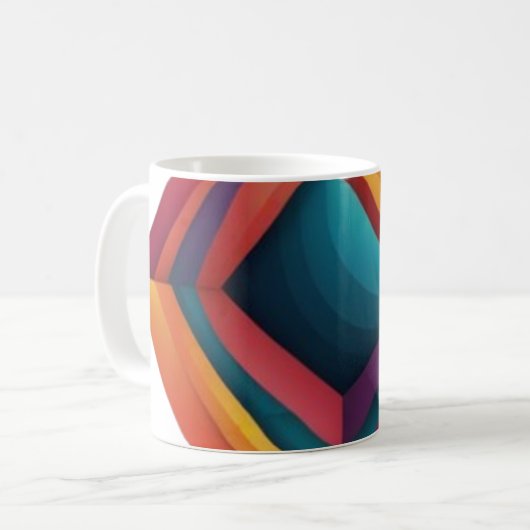 Abstrakte 3D-geometrische Diamant-Gradient-Kunst Kaffeetasse (Vorderseite Links)