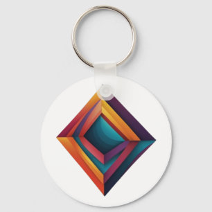 Abstrakte 3D-geometrische Diamant-Gradient-Kunst Schlüsselanhänger